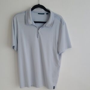 Perry Ellis Shirt Mens  Size Large 1/4 Zip Polo Light Gray/Lavender